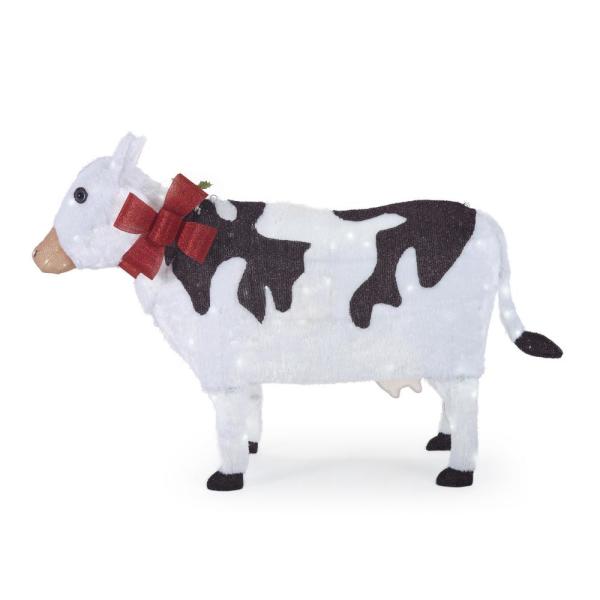 56 in. Pre-Lit LED Tinsel Christmas Cow