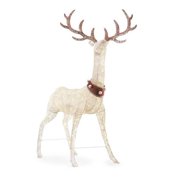 103 in. LED White Standing Deer With Jingle Bell Collar