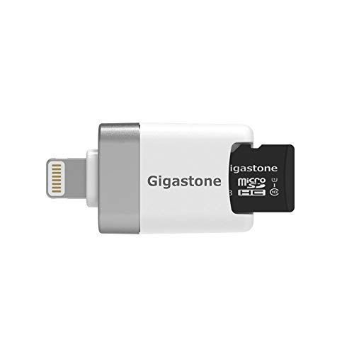 [Apple MFi Certified] Gigastone iPhone Flash Drive, MicroSD Reader, Lightning, Super App for iOS iPad, 4K Video Player Drone GoPro Camera, Backup iCloud Facebook Dropbox Google Drive (Reader Only)