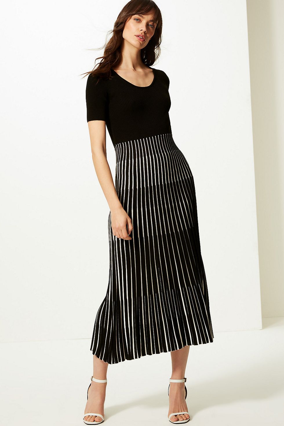 Ribbed Striped Knitted Dress