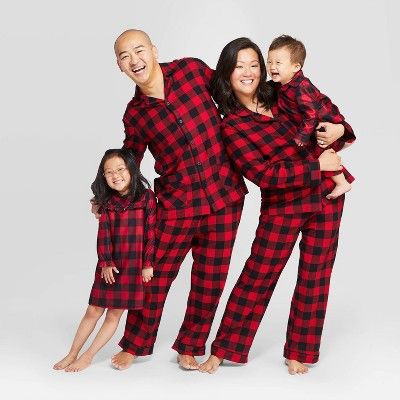 Holiday Red Buffalo Check Flannel Family Pajamas Collection