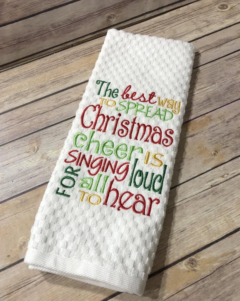 Kitchen Towels Farmhouse Buffalo Plaid Hand Towels Holly Jolly Bright  Christmas