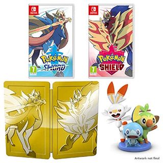 Pokémon Sword and Shield Dual Edition (Nintendo Switch) + Pokémon Figurine