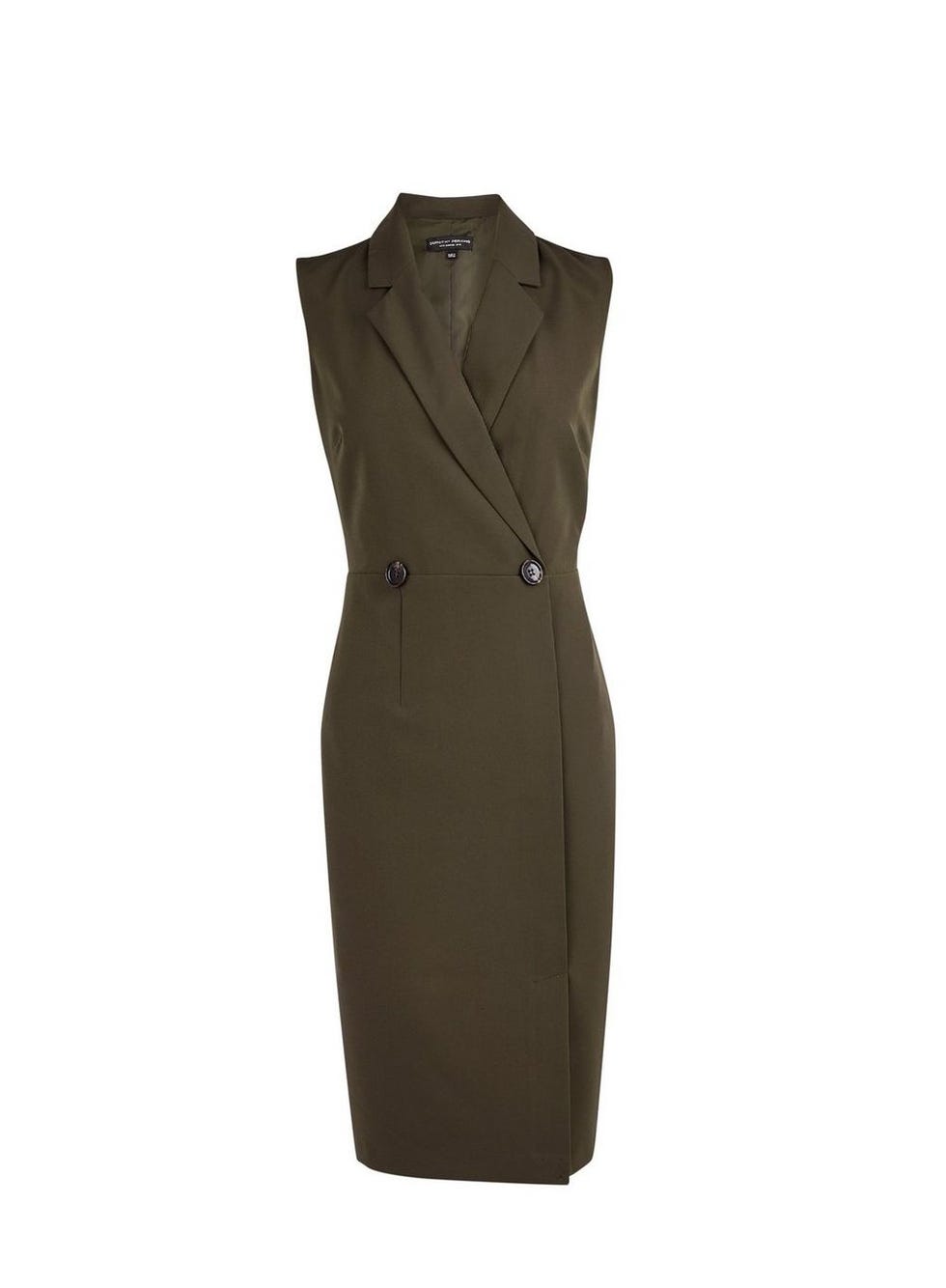 Khaki Wrap Tuxedo Dress