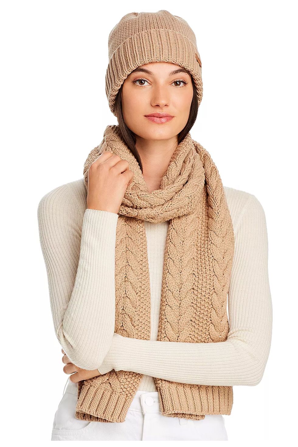 Cable-Knit Scarf & Beanie Set