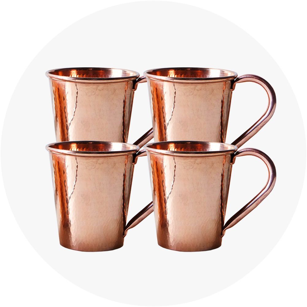 Widousy Moscow Mule Copper Mugs Set of 2-Handcrafted-Pure Solid Copper Mugs 18 oz Gift Set with Bonus ：2 Cocktail Copper Straws