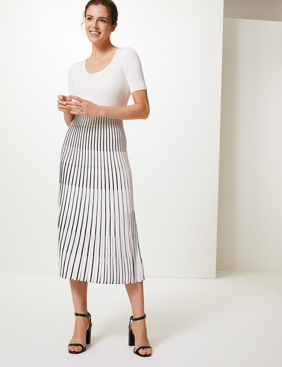 Ribbed Striped Knitted Dress