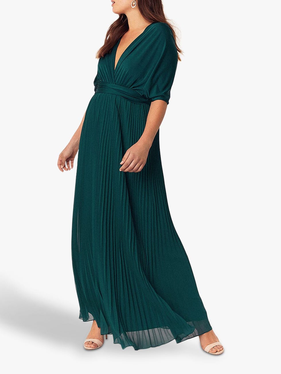 Oasis Wear It Pleated Maxi Dress, Teal Green