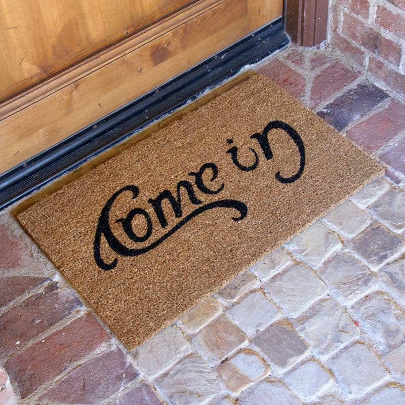 W IFHUH No Soliciting Please Go Away Funny Welcome Mat Front Door Mat Rubber Non Slip Backing Funny Doormat Indoor Outdoor Rug 23.6 in L X 15.7 in 