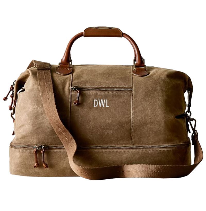 Waxed Canvas Monogrammed Overnight Bag