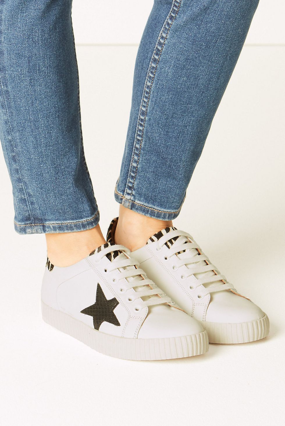 Wide Fit Leather Star Trainers