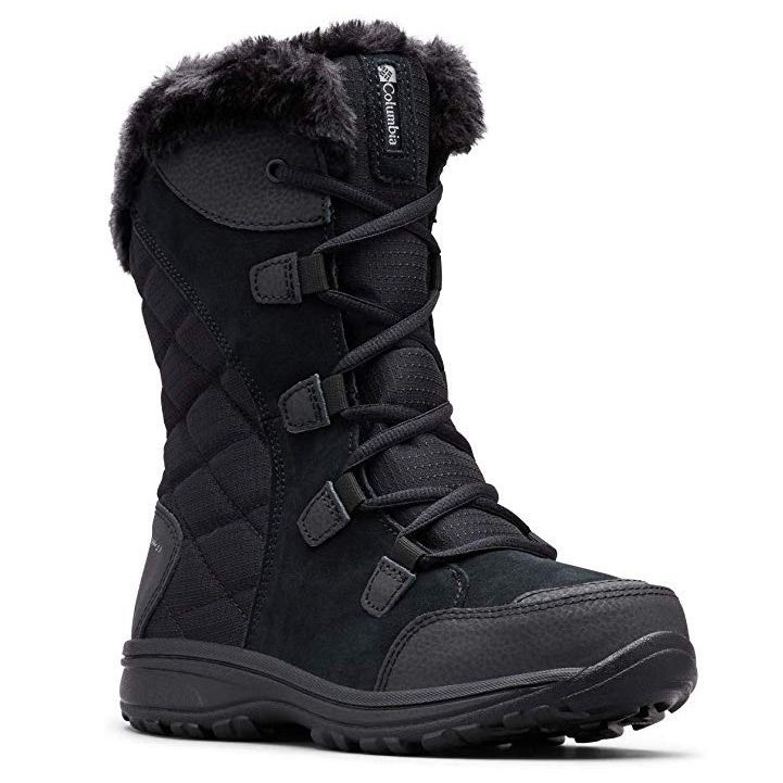 womens black leather snow boots