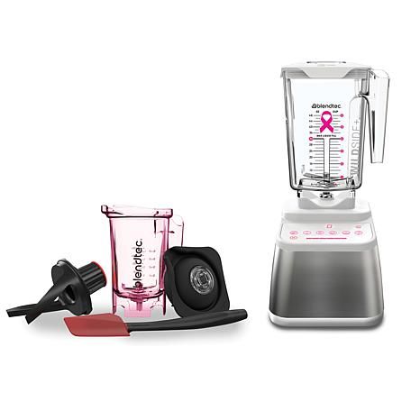 Blendtec Designer 650 Stainless Blender with WildSide+ Jar (with Breast Cancer Awareness Emblem) and Pink Twister Jar