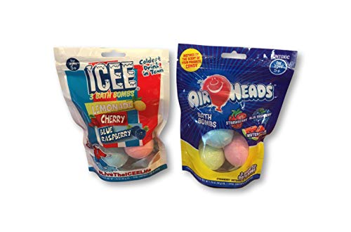 Airheads & Icee Bath Bombs Fizzie Delicious Set - Two 3 Packs of Bath Bombs - 6 Total