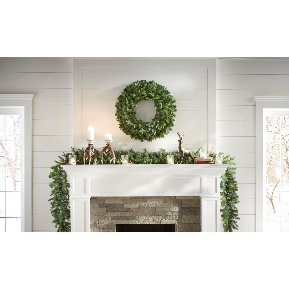 12' Pre-Lit Norway Garland with Battery Operated Warm White LED Lights