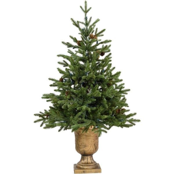 Fraser Hill Farm Noble Fir Artificial Tree With Metallic Urn Base