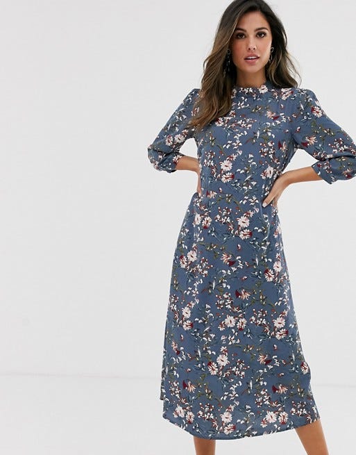 Vila floral midi tea dress