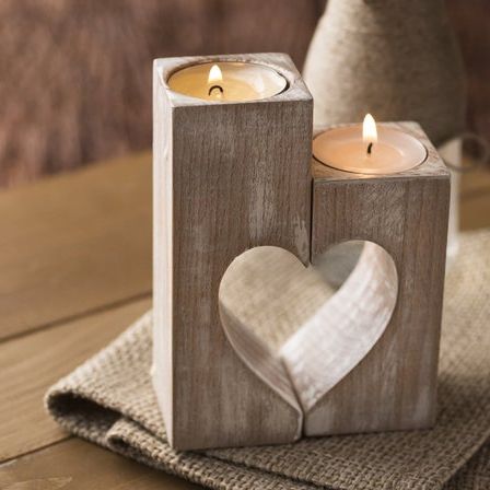 Wood candle holders, £16