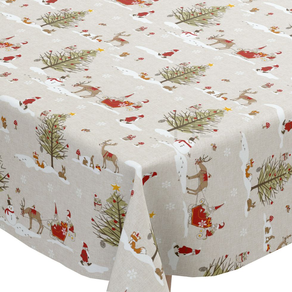 Christmas Woodland Oilcloth Wipe Clean Tablecloth