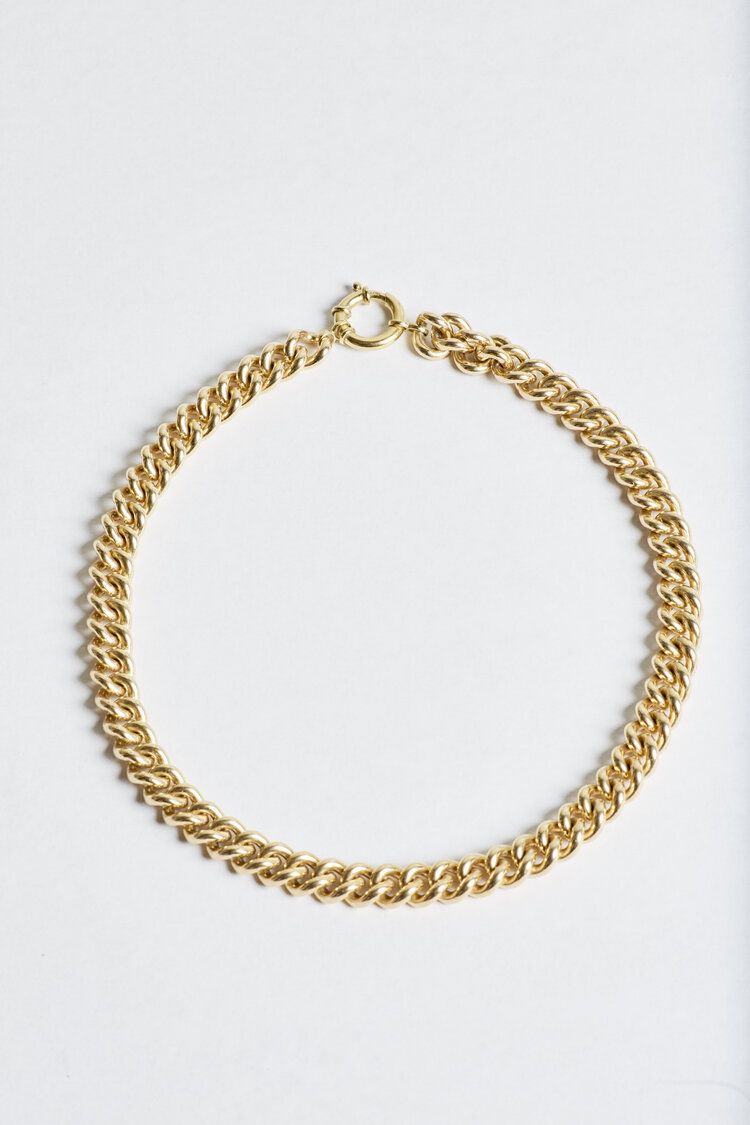 Rectangle Chain Link Chain Choker Thick Gold Choker Cable Chain Necklace Chunky Choker Gold Drawn Flat Cable Layer Gold Chain Choker