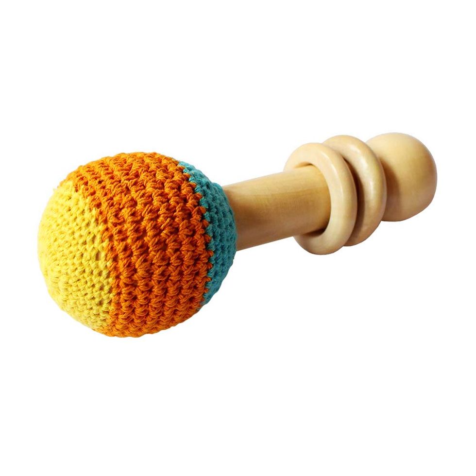 Shumee Wooden Organic Crochet Shaker Rattle Toy
