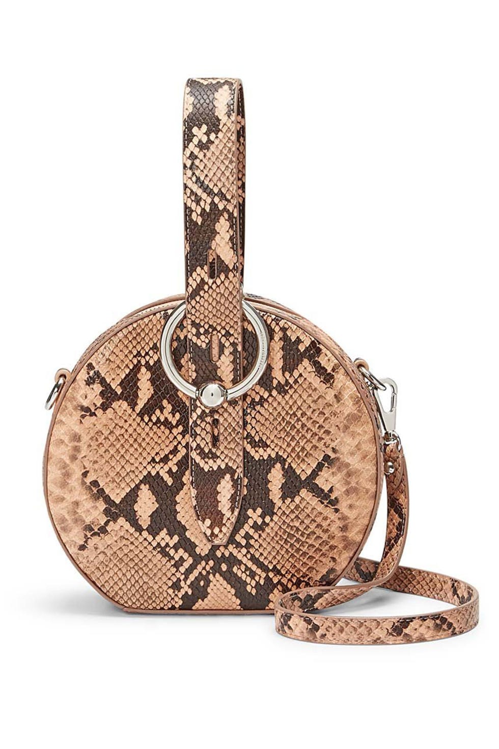 Kate Snake-Embossed Circle Crossbody