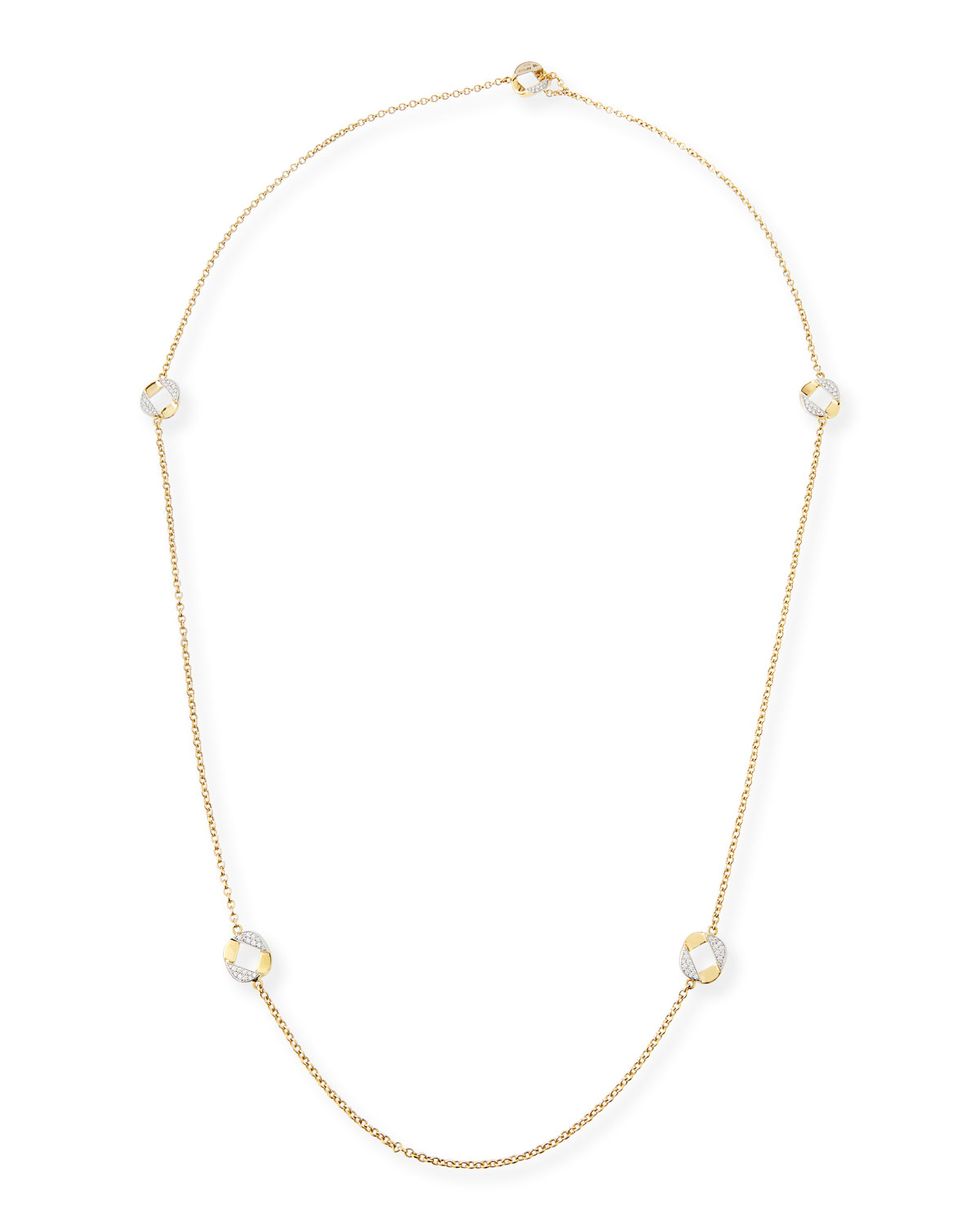 18k Gold Curb Link Necklace with Diamonds