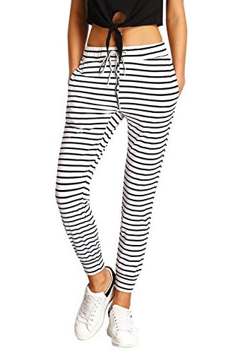 Joggers in black and white stripes