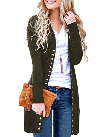 Long Sleeve Snap Button Down Knit Cardigan 