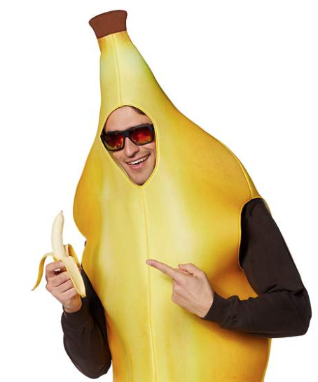 Человек в костюме банана