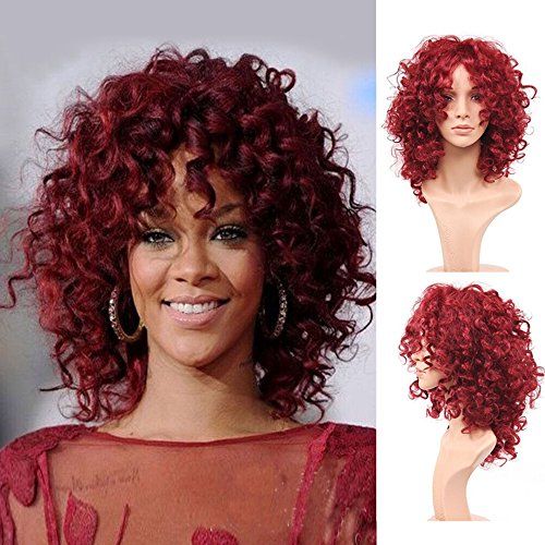 Parrucca riccia rossa in stile Rihanna