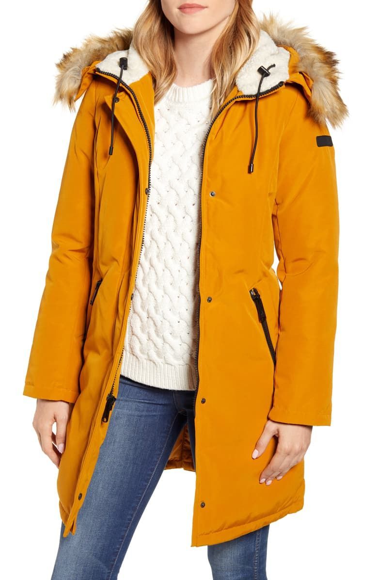 Sam edelman faux discount fur trim hooded parka