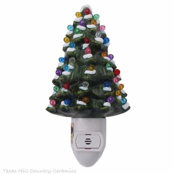 Ceramic Christmas Tree Night Lights on Amazon and Etsy