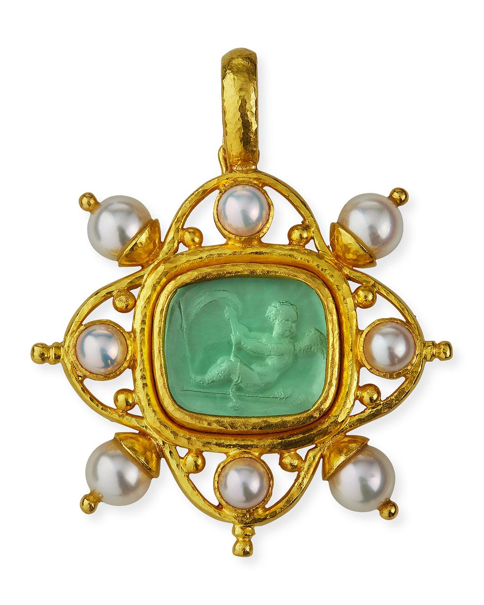 Venetian Glass Cherub Intaglio Pendant