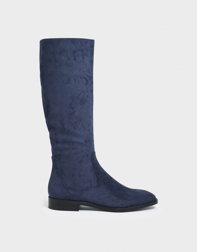 Textured Zip-Up Knee High Flat Boots