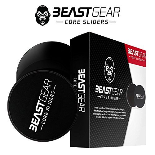 Beast Gear Core Sliders Double Sided Gliding Abdominal Exercise Discs for Carpet and Hard Floors (Black)