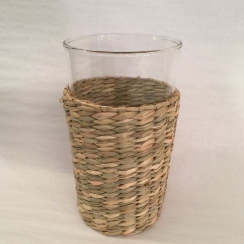 Clear Glass with Rattan Holder