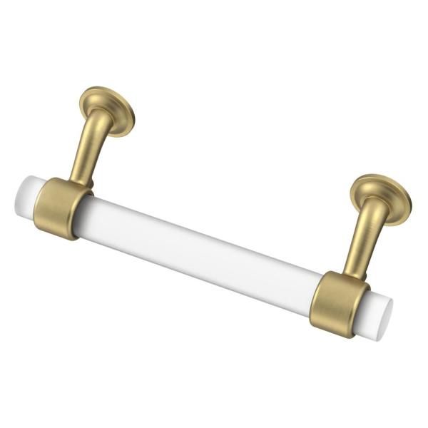 Liberty Floating 3-3/4 in. (96mm) Center-to-Center Brushed Brass with Frosted Clear Glass Drawer Pull