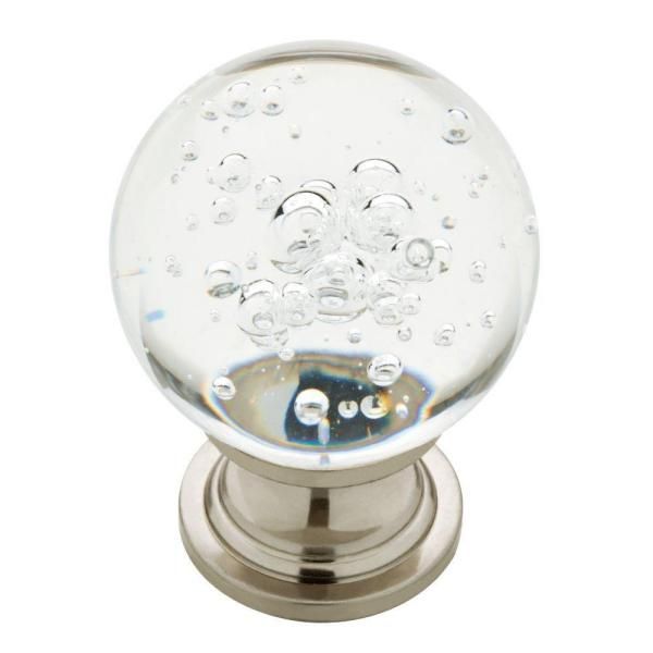 Liberty 1-3/5 in. Satin Nickel with Clear Bubble Glass Round Cabinet Knob