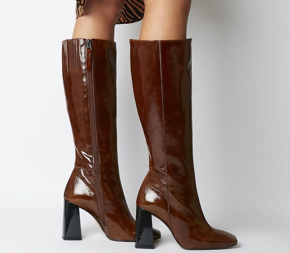 Koyote Square Toe Block Heel Knee Boots