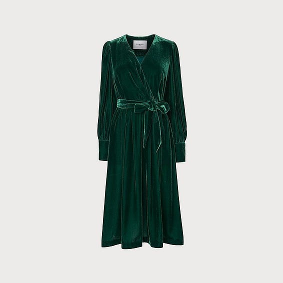 Green Velvet Wrap Dress, £295