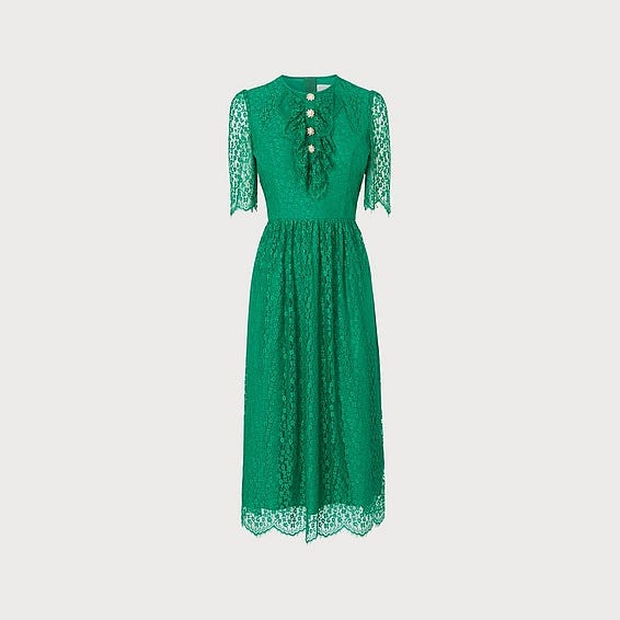 Green Lace Bow Tea Dress, £295