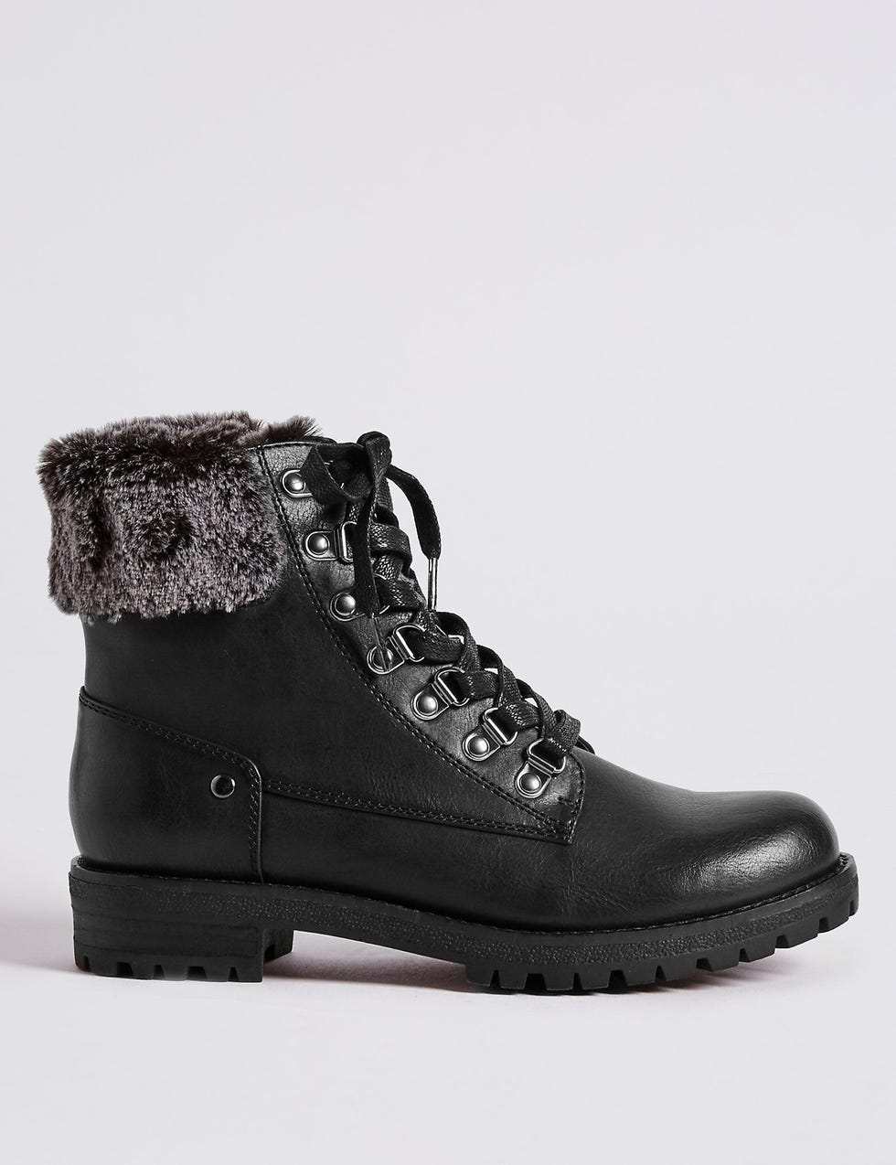 Faux Fur Hiker Ankle Boots