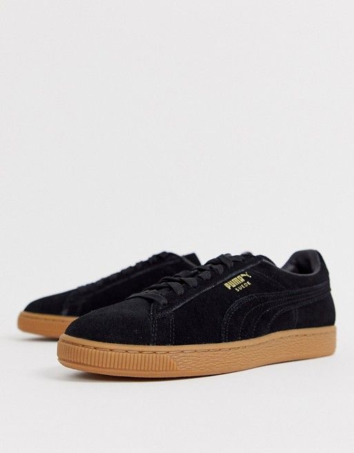 black trainers with gum sole