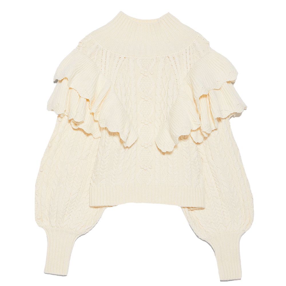Ruffled Cable Knit Sweater