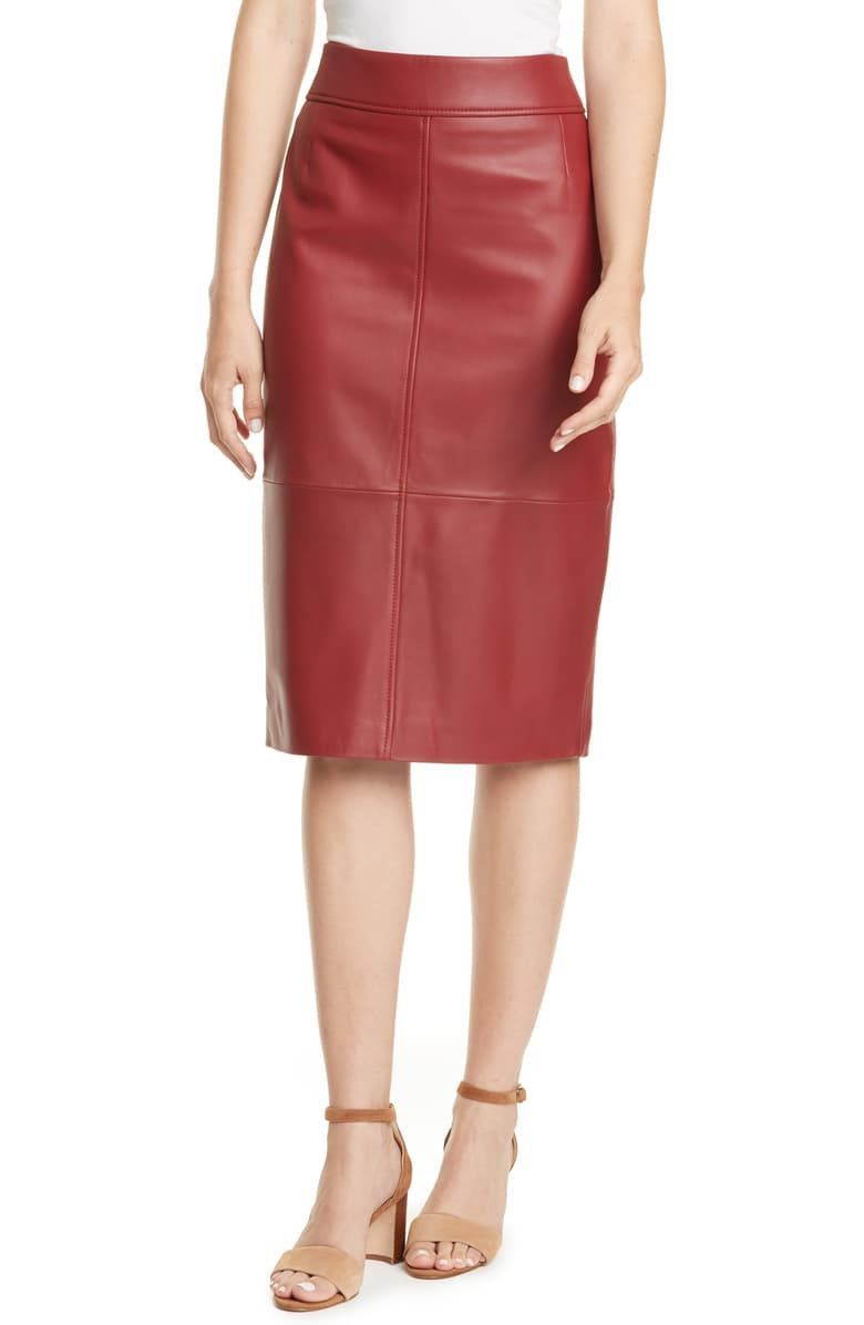 Selrita leather hotsell pencil skirt ruby