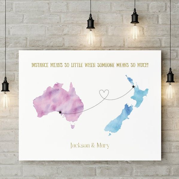 Personalized Long Distance relationship gift Art Print for Family