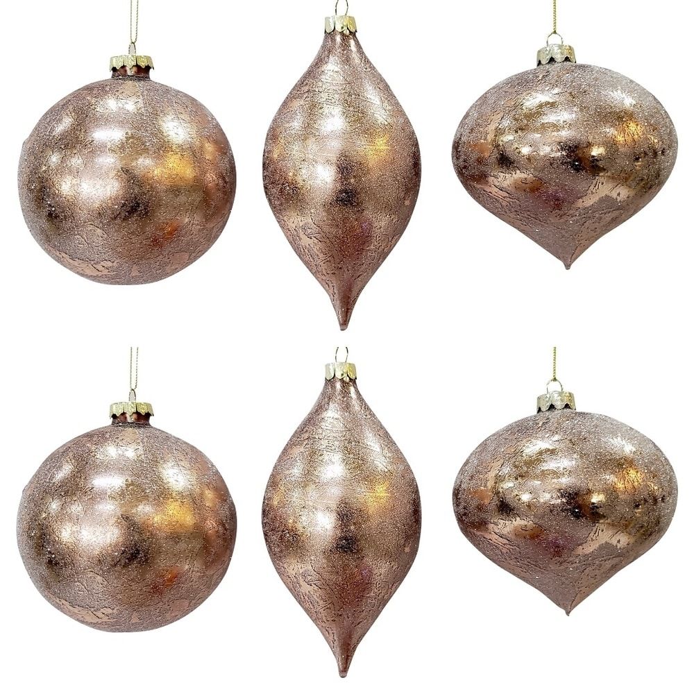 Gold Rose Gold Copper Metallics Christmas Tree Ball Bauble Hanging Xmas Decorati 
