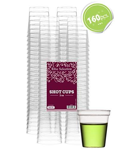 Elite Selection Shot Glasses | 2 Oz. Clear Plastic Disposable Cups | Perfect Party Shot Cups for Shots, Tasting, Sauce, Dips | Pack of 160