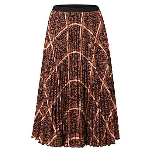 Chocolate Check Pleated Midi Skirt